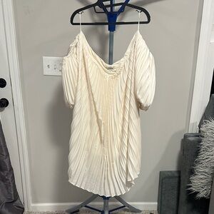 Express Ivory Pleated Wedding Dress